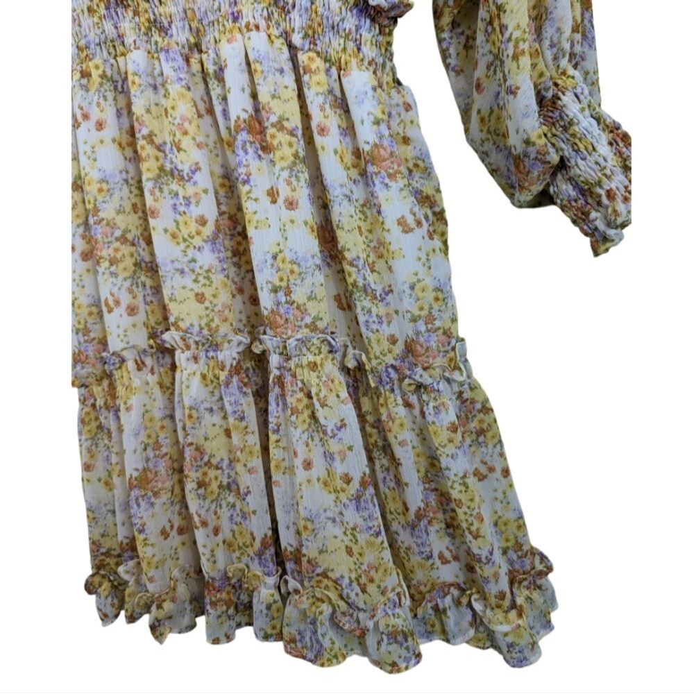 Karlie dress sheer tiered floral spring long sleeve mini S - Picture 5 of 9